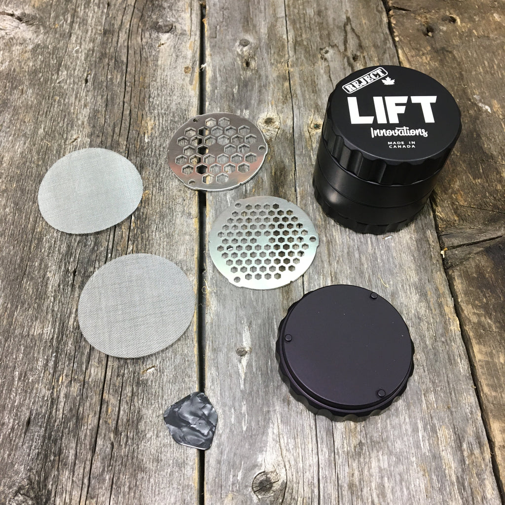 ***REJECT*** 4 Piece BLACK Grinder With Accessories LIFETIME WARRANTY Made with parts that have a scratch, dent or off color