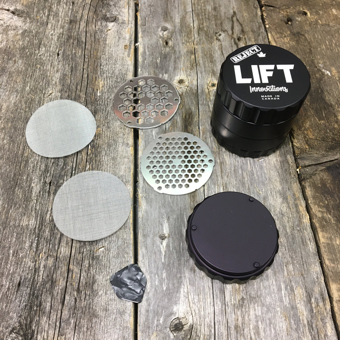 ***REJECT*** 4 Piece BLACK Grinder With Accessories LIFETIME WARRANTY Made with parts that have a scratch, dent or off color