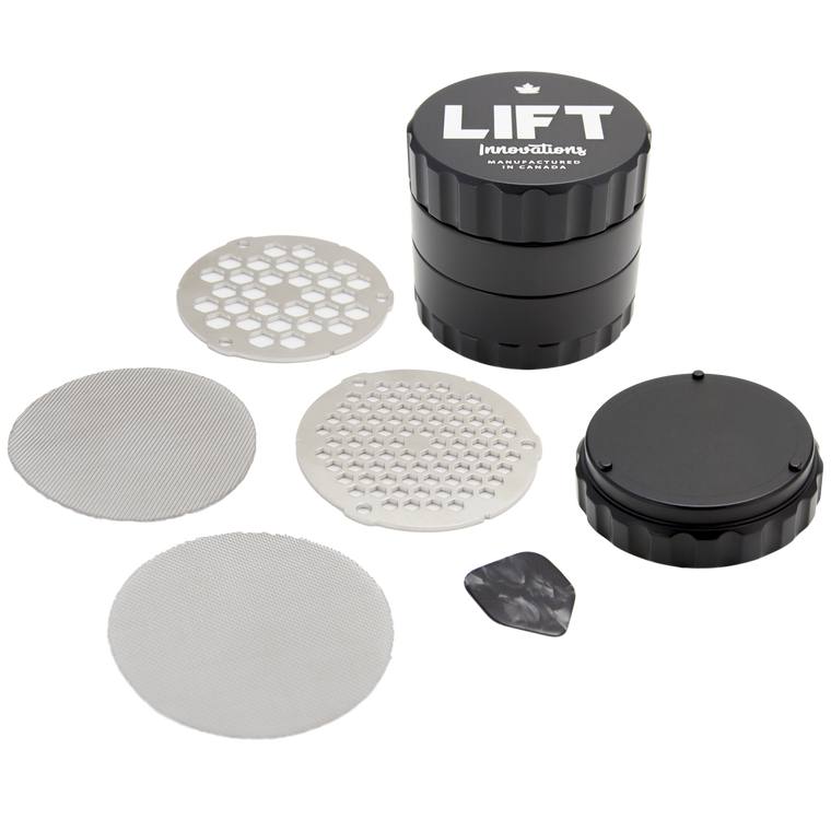 4 Piece BLACK Grinder with Accessories PRE-ORDER for July 2024